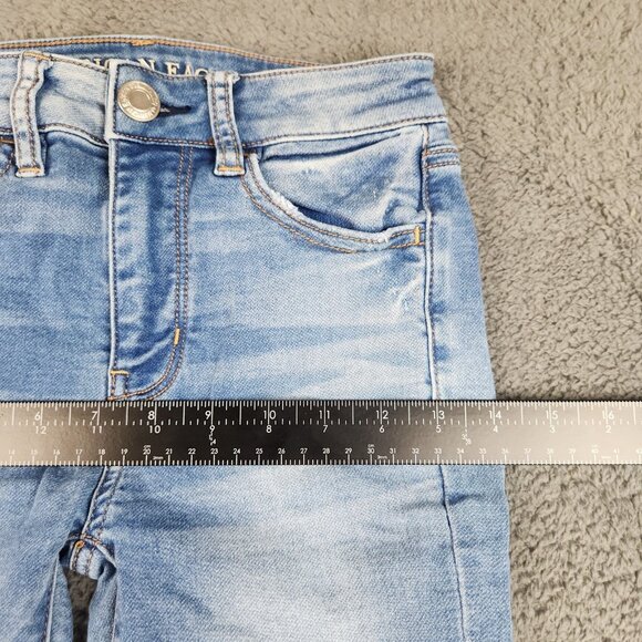 American Eagle Jegging Women’s 00 Reg Super Stretch Hi-Rise Skinny Crop Blue AE - Picture 9 of 12